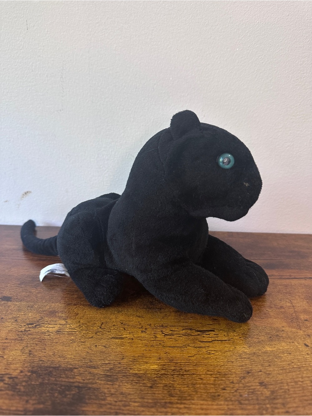 VtgTiger Tale Toys Black Panther Plush Blue Eyes Lying Down Bean Bag Stuffed Cat